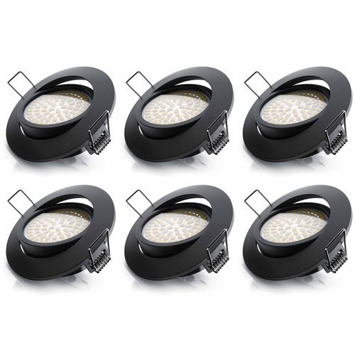 4062861073179 - 6x LED Deckenspots dimmbar & schwenkbar Einbaustrahler mit Aluminium Rahmen in schwarz