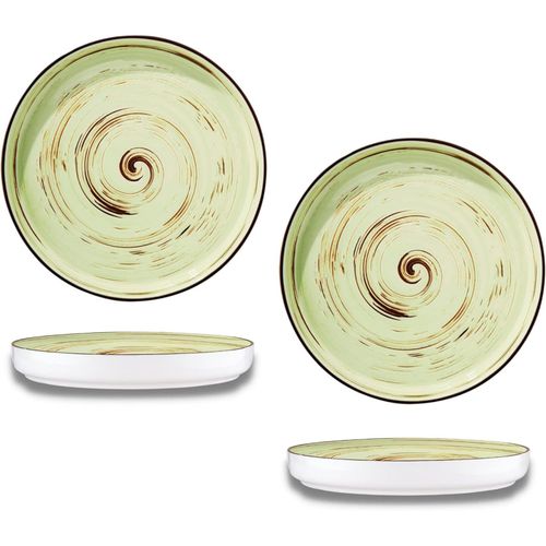 8682455438151 - Wilmax Flache Gourmetteller SPIRAL 2er-Set – 23 cm – Originelle Form Pistazienfarbe
