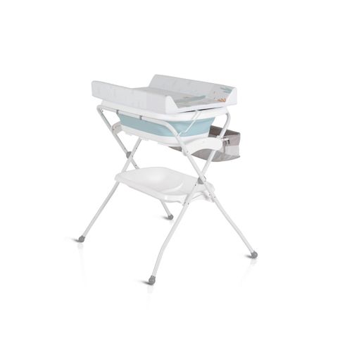 3800146272128 - Babywanne Wickeltisch Como 2 in 1 faltbar Wickelauflage Zubehörfach blau