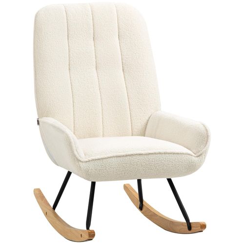 4255633502643 - Homcom - Schaukelstuhl Schwingsessel mit Sherpa-Vlies Relaxstuhl Wohnzimmersessel für Schlafzimmer Kinderzimmer Belastbarkeit bis 150 kg Cremeweiß 63