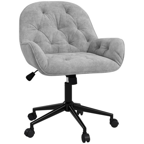 4255633548504 - Bürostuhl Drehstuhl Bürosessel höhenverstellbarer Chefsessel Stuhl Schreibtischstuhl Sessel Büro samtartiges Polyester Hellgrau 60 x 61 x 81-91 cm