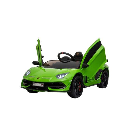 4260259875552 - ES-Toys Kinder Elektroauto Lamborghini Aventador SVJ Kunstledersitz EVA-Reifen grün