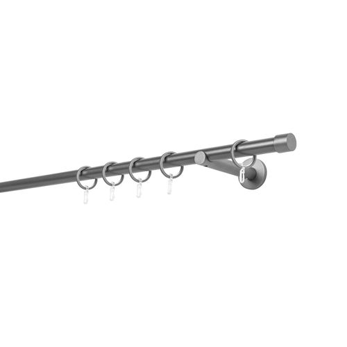 4066866114141 - Ondeco - Gardinenstange auf Maß 20mm Cap 1-lauf Vorhangstange Wandträger 12cm Stilgarnitur mit Ringen für Vorhänge - Anthrazit - 290cm 4066866114141 - Ondeco - Gardinenstange auf Maß 20mm Cap 1-lauf Vorhangstange Wandträger 12cm Stilgarnitur mit Ringen für Vorhänge - Anthrazit - 290cm