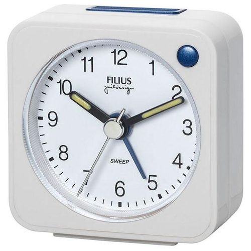 4045346095897 - Quarzwecker FILIUS ZEITDESIGN weiß Wecker Reisewecker Schlafzimmer Snooze Beleuchtung schleichende Sekunde