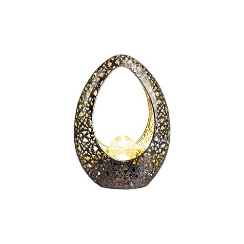 9007371420988 - - Solarleuchte mit Crackle Glaskugel Dekorstanzungen Bronzefarben Höhe 275cm 9007371420988 - - Solarleuchte mit Crackle Glaskugel Dekorstanzungen Bronzefarben Höhe 275cm