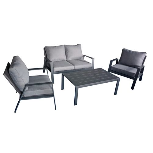4059865396991 - Alu Garten Lounge Sitzgruppe Gartengarnitur Möbel Tisch Sessel grau Holz Optik 4059865396991 - Alu Garten Lounge Sitzgruppe Gartengarnitur Möbel Tisch Sessel grau Holz Optik