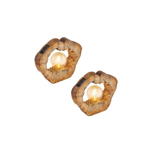 9007371537501 - 2er Set LED Solarleuchte Baumscheibe Holzoptik L 305 cm