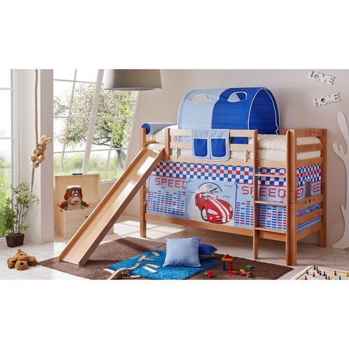 4251105902744 - TiCAA Etagenbett mit Rutsche Lupo Buche Natur Motiv