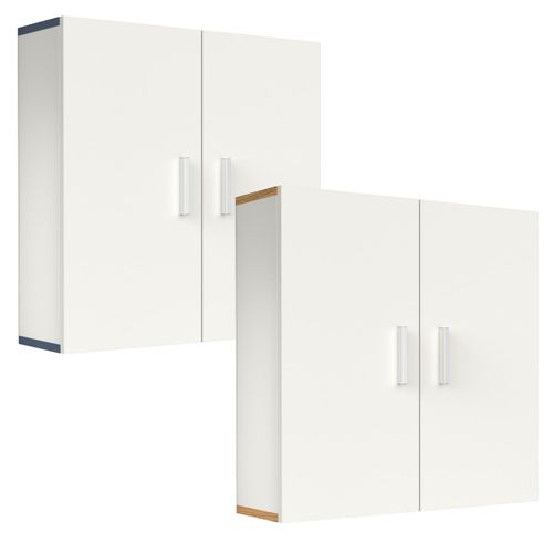 4051814440199 - Holz Wandschrank Badschrank Maße H 60 x B 60 x T 18 cm 2 Türen 2 Fächer –Landos
