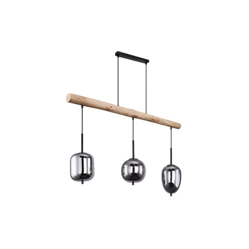 9007371483075 - - Pendellampe Holzlampe Hängeleuchte Wohnzimmerlampe rauchfarben Metall Schwarz Glas 3x E14 Fassung h 130 cm 9007371483075 - - Pendellampe Holzlampe Hängeleuchte Wohnzimmerlampe rauchfarben Metall Schwarz Glas 3x E14 Fassung h 130 cm