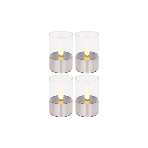 9007371577149 - 4x LED Solarleuchte Feuereffekt Edelstahl H 11 cm 9007371577149 - 4x LED Solarleuchte Feuereffekt Edelstahl H 11 cm
