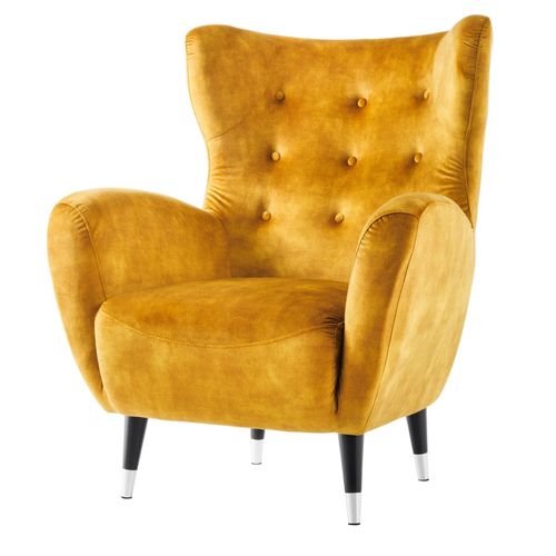 4251561921181 - riess-ambiente Retro Design Sessel DON senfgelb Samt Federkern silberne Fußkappen 4251561921181 - riess-ambiente Retro Design Sessel DON senfgelb Samt Federkern silberne Fußkappen