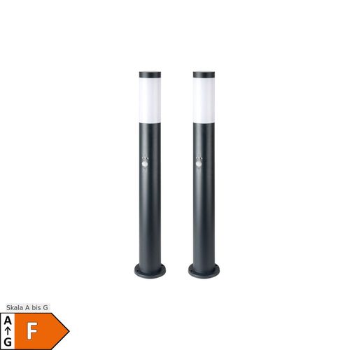 9007371543557 - 2er Set LED Stehleuchte Edelstahl Bewegungsmelder H 80 cm