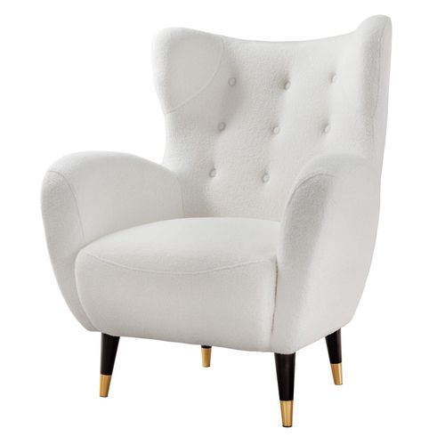 4251561921792 - riess-ambiente Retro Design Sessel DON weiß Bouclé Federkern goldene Fußkappen 4251561921792 - riess-ambiente Retro Design Sessel DON weiß Bouclé Federkern goldene Fußkappen
