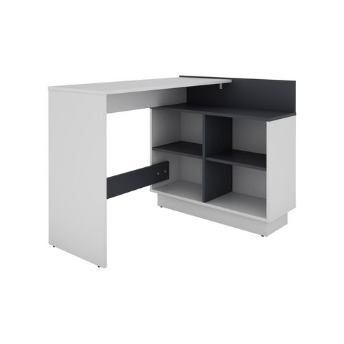 4251942260472 - Schreibtisch BERNI 112 cm weiß graphit links u rechts montierbar