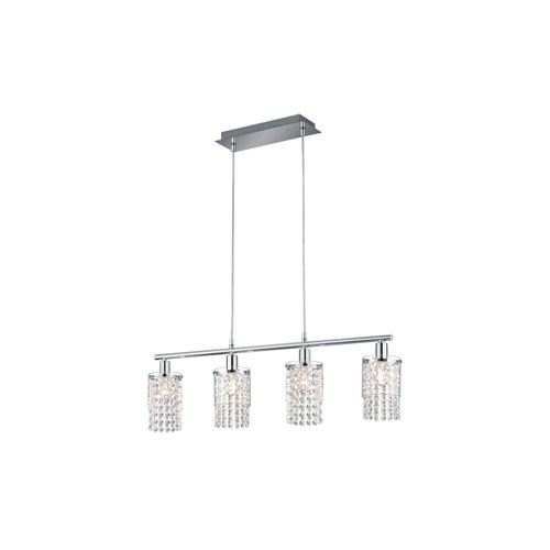 4017807441529 - Reality Leuchten - Pendelleuchte posh Glas Lampenschirme mit Kristall Behang Acryl Länge 80cm 4017807441529 - Reality Leuchten - Pendelleuchte posh Glas Lampenschirme mit Kristall Behang Acryl Länge 80cm