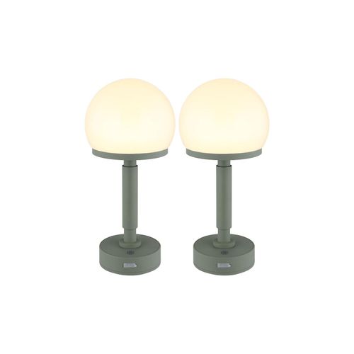 9007371577910 - 2er Set LED Tischleuchte Touchdimmer Pilz Akku grün H 295 cm 9007371577910 - 2er Set LED Tischleuchte Touchdimmer Pilz Akku grün H 295 cm