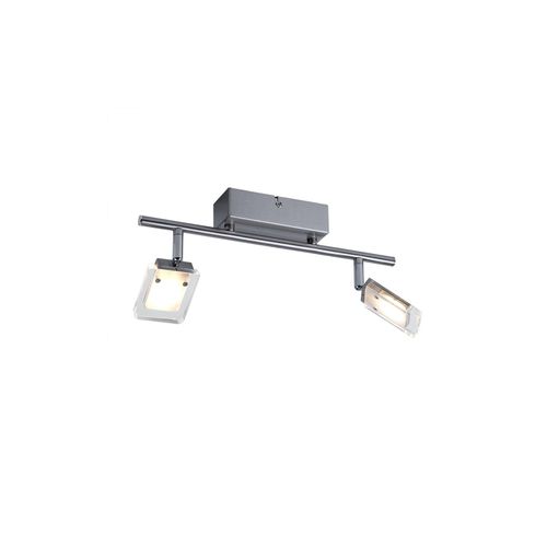 4003474128566 - Wofi - led Decken Leuchte Wohnraum Strahler silber 2-flg schwenkbar IP20 761402010000