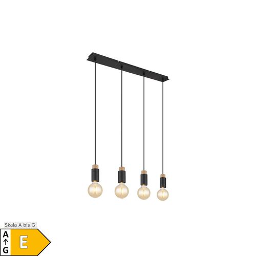 9007371568956 - LED Hängeleuchte Metall schwarz Holz dunkelbraun H 120 cm