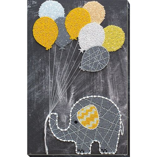 4823095805741 - Perlen-Stickbild Elefant mit Luftballonen 21 x 32 cm