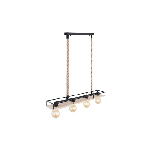 4059157178809 - Etc-shop - Hängelampe Holzleuchte Deckenleuchte Wohnzimmer Pendelleuchte mit Hanfseil Platte Metallrahmen schwarz 4x E27 LxH 95x120 cm 4059157178809 - Etc-shop - Hängelampe Holzleuchte Deckenleuchte Wohnzimmer Pendelleuchte mit Hanfseil Platte Metallrahmen schwarz 4x E27 LxH 95x120 cm