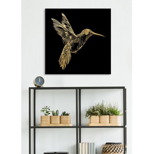 4067437735734 - Acrylglasbild Kolibri - Acrylbilder mit Blattgold veredelt Bilder Gr B H 100 cm x 100 cm Acrylglasbild mit Blattgold 1 St goldfarben (gold) Acrylglasbilder Goldveredelung Handgearbeitet Gerahmt Edel