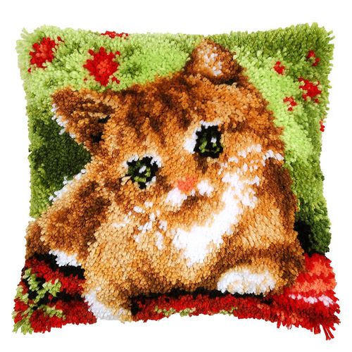 5413480656455 - Knüpfkissen Katze in Wiese