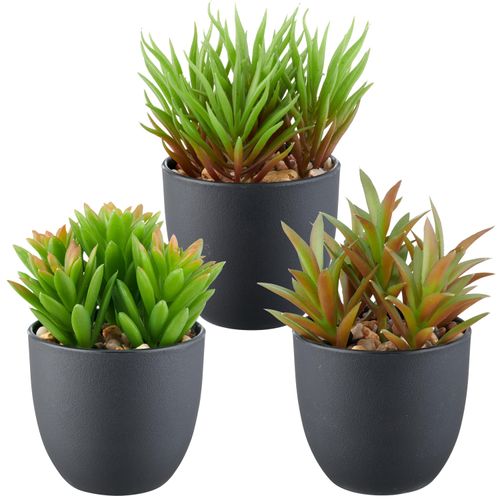 4064118326014 - Kunstpflanze CREATIV GREEN Sukkulenten grün H13cm Kunststoff Kunstpflanzen mit dekorativem Kies