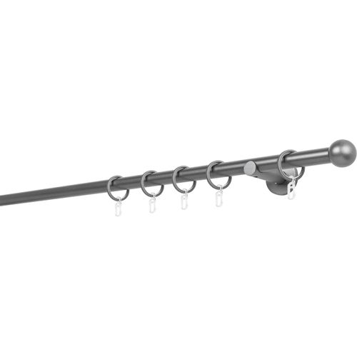 4066866105941 - Ondeco - Gardinenstange auf Maß 20mm Ball 1-lauf Vorhangstange Wandträger 65cm Stilgarnitur mit Ringen für Vorhänge - Anthrazit - 150cm 4066866105941 - Ondeco - Gardinenstange auf Maß 20mm Ball 1-lauf Vorhangstange Wandträger 65cm Stilgarnitur mit Ringen für Vorhänge - Anthrazit - 150cm