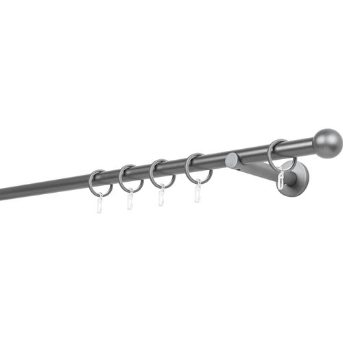 4066866116954 - Ondeco - Gardinenstange auf Maß 20mm Ball 1-lauf Vorhangstange Wandträger 12cm Stilgarnitur mit Ringen für Vorhänge - Anthrazit - 310cm 4066866116954 - Ondeco - Gardinenstange auf Maß 20mm Ball 1-lauf Vorhangstange Wandträger 12cm Stilgarnitur mit Ringen für Vorhänge - Anthrazit - 310cm