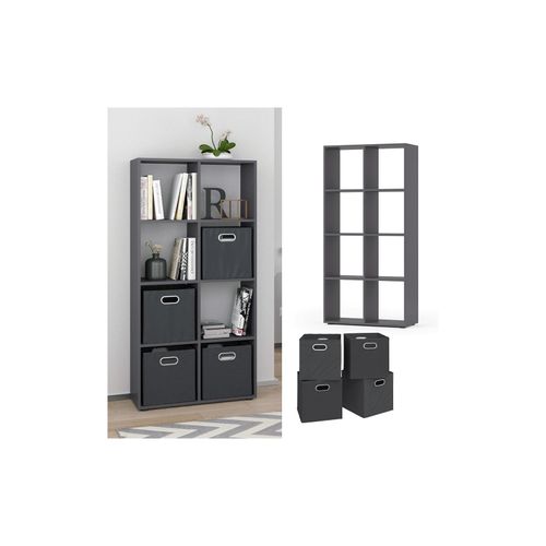 4066731036318 - Raumteiler Standregal Bücherregal 8 Fächer Scutum Grau Hochregal Faltbox 4066731036318 - Raumteiler Standregal Bücherregal 8 Fächer Scutum Grau Hochregal Faltbox