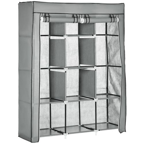 4255633535993 - Stoffschrank Kleiderschrank mit Kleiderstangen 8 Ebenen Faltschrank Faltbare Garderobe für Schlafzimmer Flur Vliesstoff Hellgrau 125 x 4255633535993 - Stoffschrank Kleiderschrank mit Kleiderstangen 8 Ebenen Faltschrank Faltbare Garderobe für Schlafzimmer Flur Vliesstoff Hellgrau 125 x