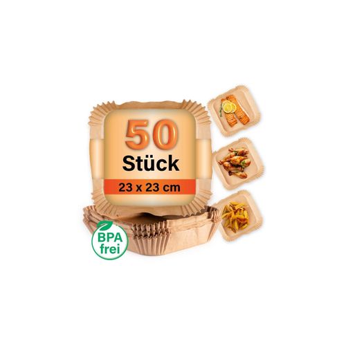 4067522070153 - GOURMETmaxx Backpapier-Schalenfür Heißluft-Fritteusen 50er-Set 23x23x45cm braun 4067522070153 - GOURMETmaxx Backpapier-Schalenfür Heißluft-Fritteusen 50er-Set 23x23x45cm braun