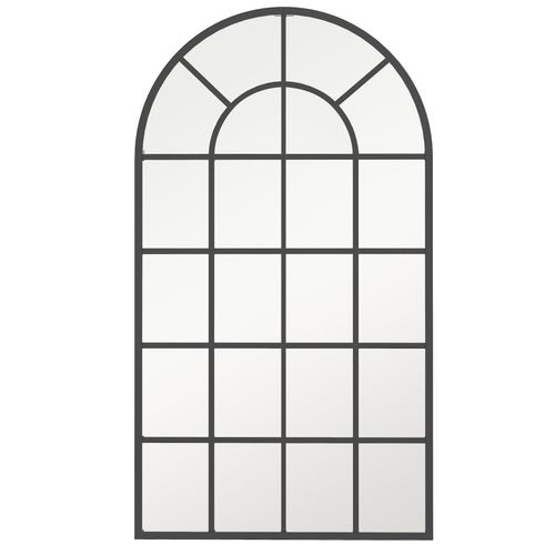 4255633541185 - Wandspiegel Garderobenspiegel 110 x 65cm dekorativer Spiegel mit Metallrahmen Hängespiegel Wohnzimmerspiegel für Schlafzimmer Schwarz - Schwarz