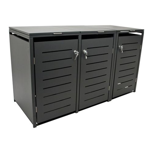 4050747111831 - Mülltonnenbox 175x62x102cm für 3x Tonnen 120 Liter Stahl anthrazit - anthrazit 4050747111831 - Mülltonnenbox 175x62x102cm für 3x Tonnen 120 Liter Stahl anthrazit - anthrazit