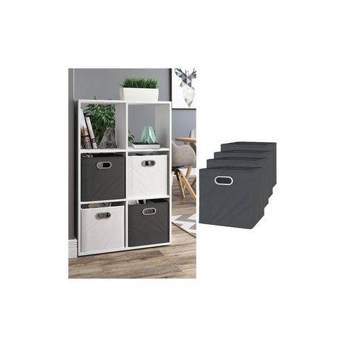 4251421927865 - VICCO 4er Set Faltbox 30x30 cm anthrazit Faltkiste Aufbewahrungsbox Regalbox