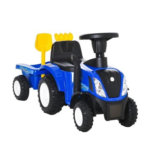 4251774916073 - Rutscheauto mit Anhänger und Zubehör blau 91L x 29B x 44H cm Rutscheauto Kinderfahrzeug Lauflernhilfe Fahrzeug Spielzeug