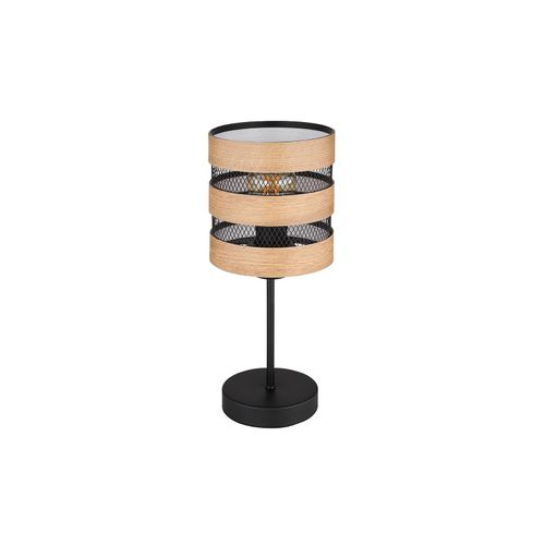 9007371439829 - - Tischleuchte Tischlampe Beistellleuchte Nachttischlampe mit Holzdetails Gitterschirm Metall schwarz braun matt 1x E27 Fassung DxH 9007371439829 - - Tischleuchte Tischlampe Beistellleuchte Nachttischlampe mit Holzdetails Gitterschirm Metall schwarz braun matt 1x E27 Fassung DxH