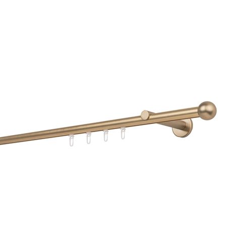4066866175937 - Gardinenstange auf Maß Innenlauf 20mm Ball 1-lauf Vorhangstange Wandträger 12cm Stilgarnitur Gleiter für Vorhänge - Messing-Matt - 390cm 4066866175937 - Gardinenstange auf Maß Innenlauf 20mm Ball 1-lauf Vorhangstange Wandträger 12cm Stilgarnitur Gleiter für Vorhänge - Messing-Matt - 390cm