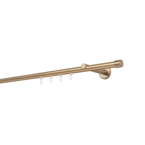 4066866174114 - Gardinenstange auf Maß Innenlauf 20mm Cap 1-lauf Vorhangstange Wandträger 12cm Stilgarnitur Gleiter für Vorhänge - Messing-Matt - 120cm 4066866174114 - Gardinenstange auf Maß Innenlauf 20mm Cap 1-lauf Vorhangstange Wandträger 12cm Stilgarnitur Gleiter für Vorhänge - Messing-Matt - 120cm