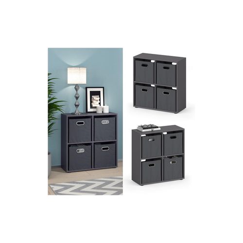 4066731036288 - Raumteiler Standregal Bücherregal 4 Fächer Tetra Grau Hochregal Faltbox