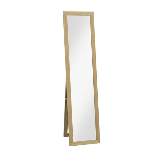 4255633545107 - Standspiegel Ganzkörperspiegel mit Ständer freistehender Wandspiegel Ankleidespiegel Garderobenspiegel für Schlafzimmer Flur Alu Eiche 37 x