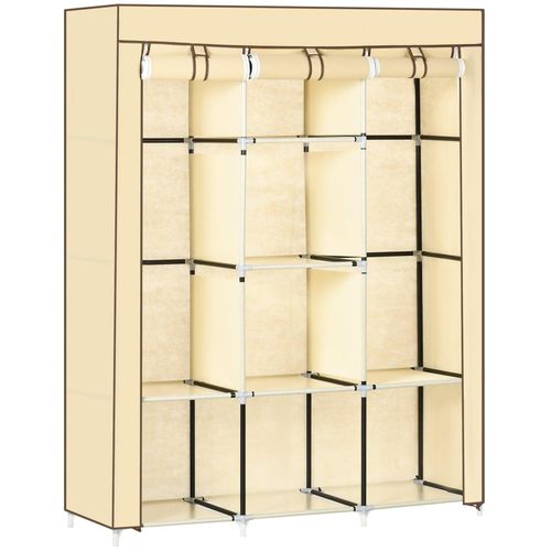 4255633542120 - Homcom - Stoffschrank Kleiderschrank mit Kleiderstangen 8 Ebenen Faltschrank Faltbare Garderobe für Schlafzimmer Flur Vliesstoff Beige 125 x 4255633542120 - Homcom - Stoffschrank Kleiderschrank mit Kleiderstangen 8 Ebenen Faltschrank Faltbare Garderobe für Schlafzimmer Flur Vliesstoff Beige 125 x