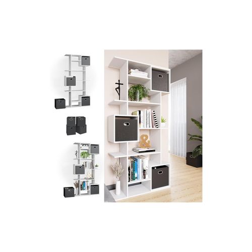 4066731034628 - Bücherregal Raumteiler Standregal Würfel Weiß Wandregal Hochregal Faltbox 4066731034628 - Bücherregal Raumteiler Standregal Würfel Weiß Wandregal Hochregal Faltbox