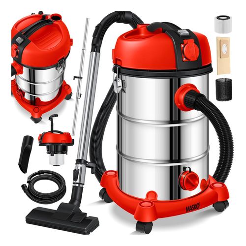 4260598877798 - MASKO® Industriestaubsauger Staubsauger Nass Trocken Sauger Edelstahl 2300W + Steckdose Blasfunktion Trocken-Saugen & Nass-Saugen Push&Clean Industrie-Sauger mit & ohne Beutel beutellos 4260598877798 - MASKO® Industriestaubsauger Staubsauger Nass Trocken Sauger Edelstahl 2300W + Steckdose Blasfunktion Trocken-Saugen & Nass-Saugen Push&Clean Industrie-Sauger mit & ohne Beutel beutellos