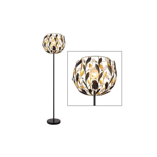 9007371510955 - Stehleuchte Schwarz Gold Kristalle Blätter Design H 157 cm 9007371510955 - Stehleuchte Schwarz Gold Kristalle Blätter Design H 157 cm