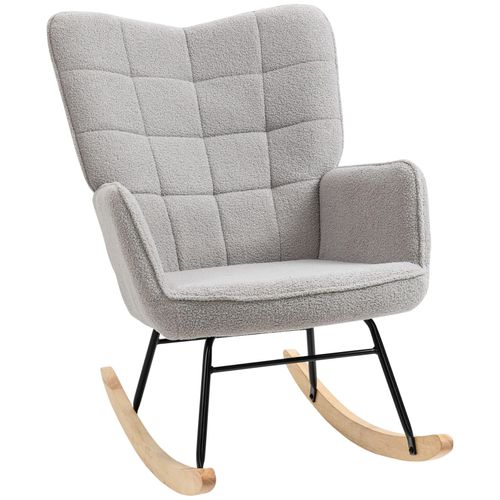4255633521927 - Schaukelstuhl mit Armlehnen und Holzfüßen grau 71L x 92B x 101H cm schaukelstuhl relaxstuhl schwingsessel schaukelsessel