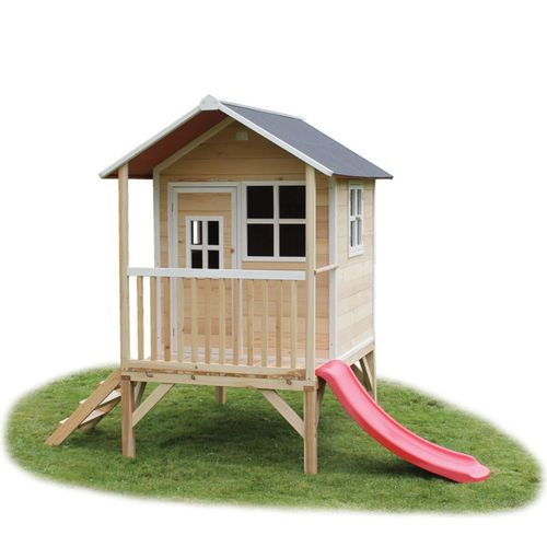 8718469460267 - Exit Toys Spielhaus Loft mit Veranda und Rutsche natur ca 185 x 260 x 225 cm