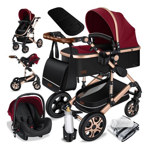 4260751943452 - KESSER® Loops 3 in 1 Kinderwagen Kombikinderwagen Komplettset incl Babywanne & Buggy Sportsitz & Auto-Babyschale - Voll-Gummireifen - Wickeltasche Regenschutz Kindertisch Set