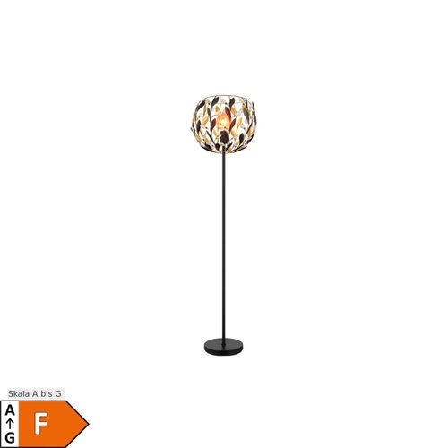 9007371577699 - RGB LED Stehleuchte Schwarz Gold Kristalle Blätter Design H 157 cm
